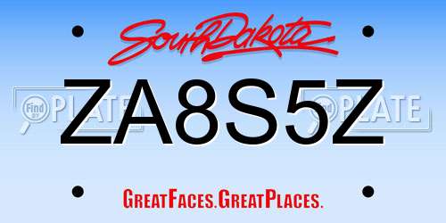 ZA8S5Z South Dakota License Plate
