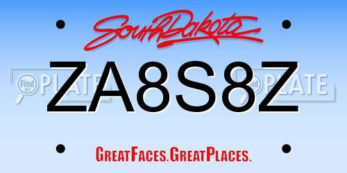 ZA8S8Z South Dakota License Plate