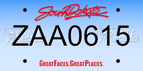 ZAA0615 South Dakota License Plate