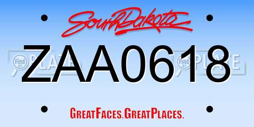 ZAA0618 South Dakota License Plate