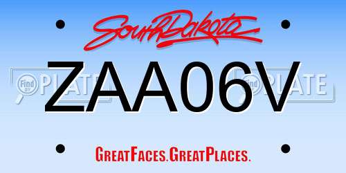 ZAA06V South Dakota License Plate