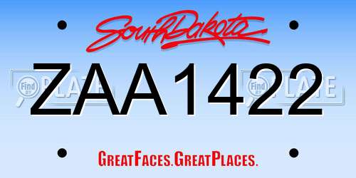 ZAA1422 South Dakota License Plate