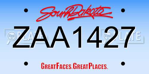 ZAA1427 South Dakota License Plate
