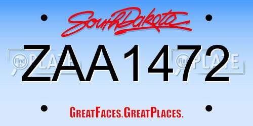 ZAA1472 South Dakota License Plate