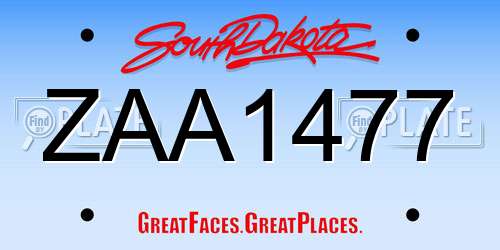 ZAA1477 South Dakota License Plate
