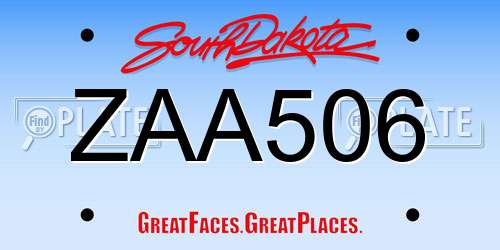 ZAA506 South Dakota License Plate