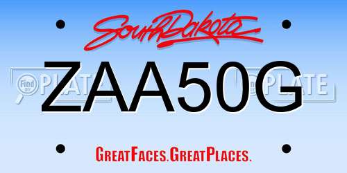 ZAA50G South Dakota License Plate