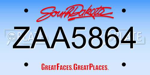 ZAA5864 South Dakota License Plate