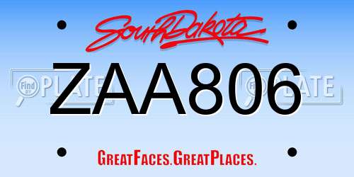 ZAA806 South Dakota License Plate