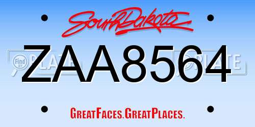 ZAA8564 South Dakota License Plate