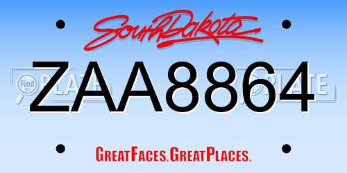 ZAA8864 South Dakota License Plate