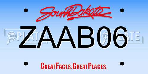 ZAAB06 South Dakota License Plate