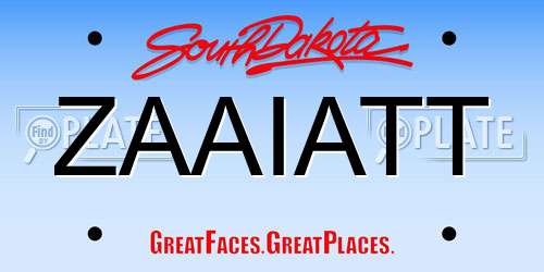ZAAIATT South Dakota License Plate