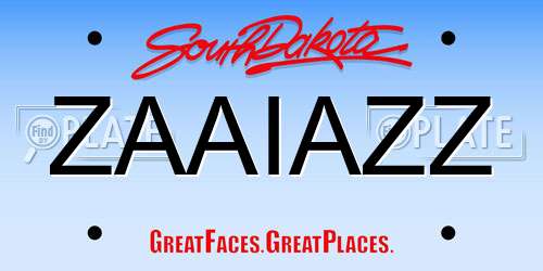 ZAAIAZZ South Dakota License Plate