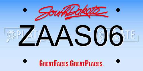 ZAAS06 South Dakota License Plate