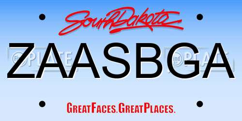 ZAASBGA South Dakota License Plate