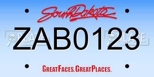 ZAB0123 South Dakota License Plate