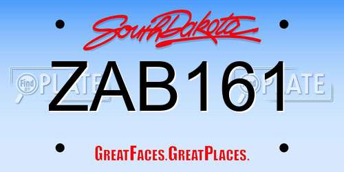ZAB161 South Dakota License Plate