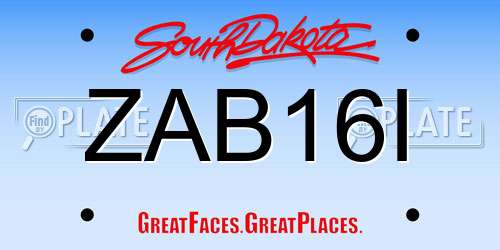 ZAB16I South Dakota License Plate