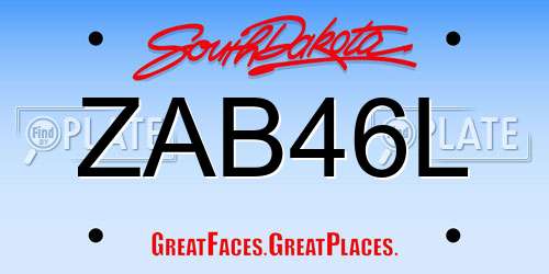 ZAB46L South Dakota License Plate
