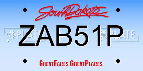 ZAB51P South Dakota License Plate