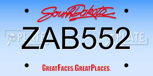 ZAB552 South Dakota License Plate