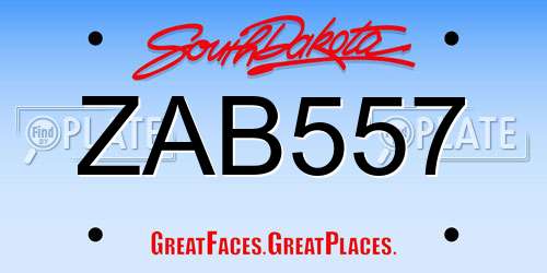 ZAB557 South Dakota License Plate