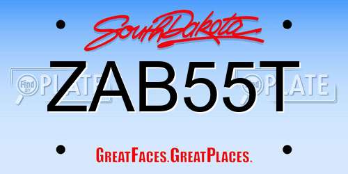 ZAB55T South Dakota License Plate