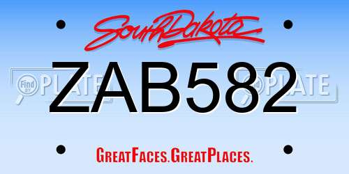 ZAB582 South Dakota License Plate