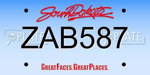 ZAB587 South Dakota License Plate