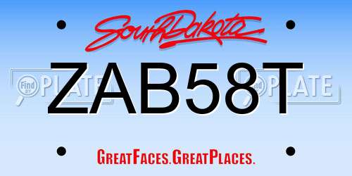 ZAB58T South Dakota License Plate