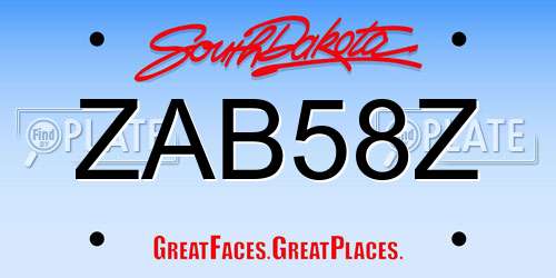 ZAB58Z South Dakota License Plate