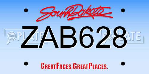 ZAB628 South Dakota License Plate