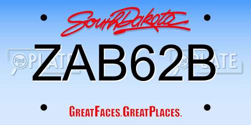 ZAB62B South Dakota License Plate