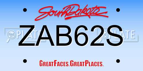 ZAB62S South Dakota License Plate