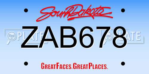 ZAB678 South Dakota License Plate