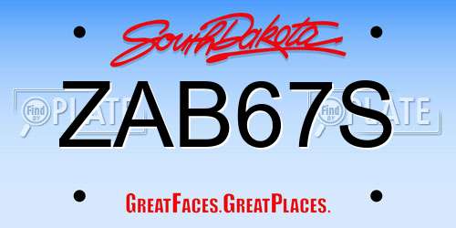 ZAB67S South Dakota License Plate