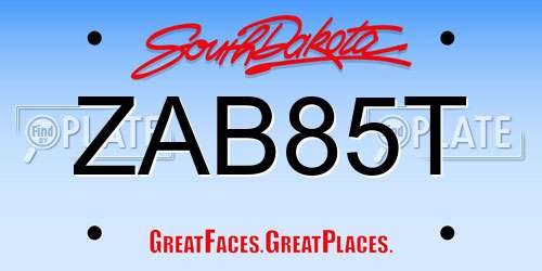 ZAB85T South Dakota License Plate
