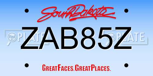 ZAB85Z South Dakota License Plate