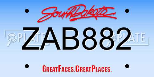 ZAB882 South Dakota License Plate