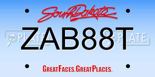 ZAB88T South Dakota License Plate