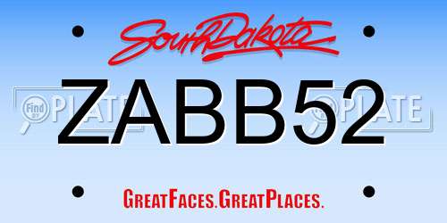 ZABB52 South Dakota License Plate