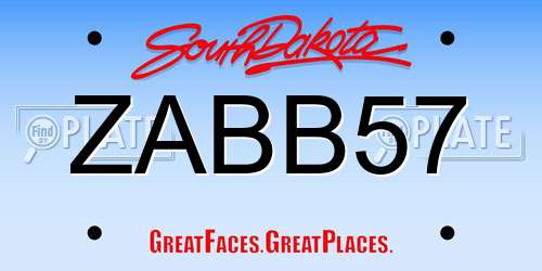 ZABB57 South Dakota License Plate