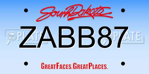 ZABB87 South Dakota License Plate