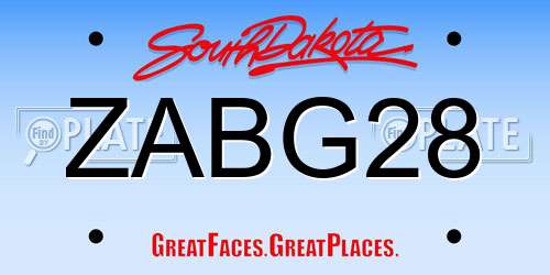 ZABG28 South Dakota License Plate