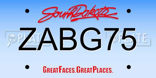 ZABG75 South Dakota License Plate