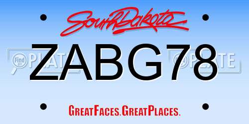 ZABG78 South Dakota License Plate