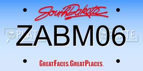 ZABM06 South Dakota License Plate