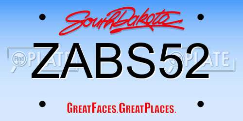 ZABS52 South Dakota License Plate