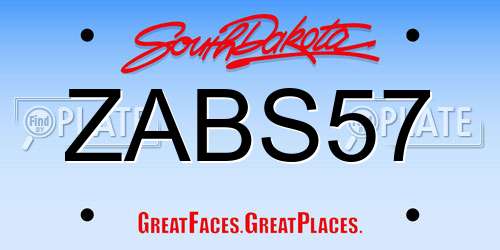 ZABS57 South Dakota License Plate